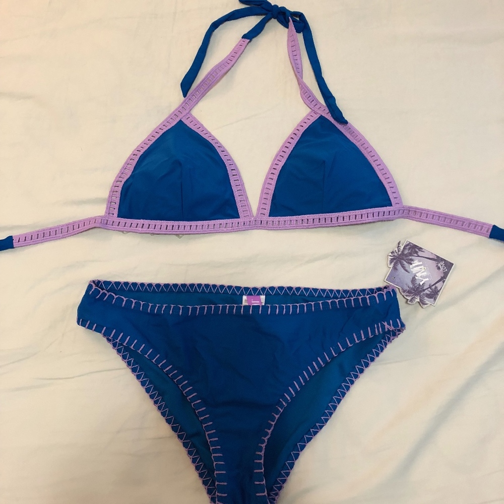 Royal blue bikini w/ crochet details